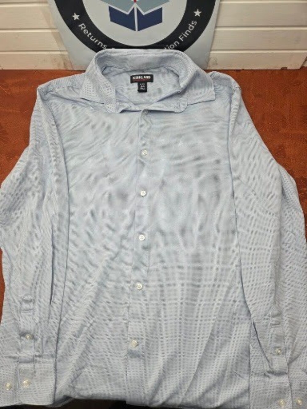 Kirkland Signature Men's Knit Button Up Shirt, Light Blue, M